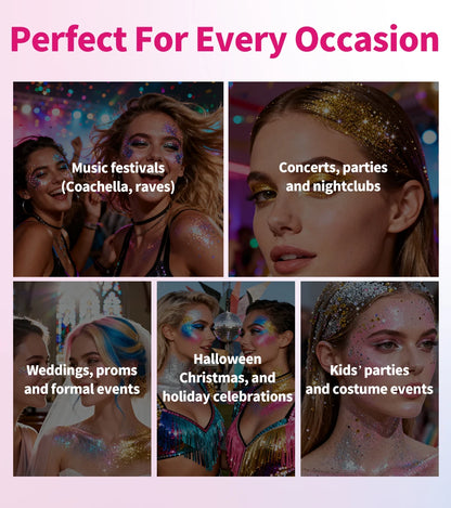 Sparkling Sequins Glitter Gel Stick 8 Colors Sequin Body Glitter Cosmetic Stick Hair Glitter Stick Festival Makeup for Christmas