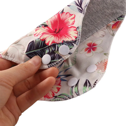 5Pcs Graphene Reusable Sanitary Pads 23CM Fast Absorbent Washable Sanitary Napkins Anti-Slip Leak Proof Nursing Pad for Women
