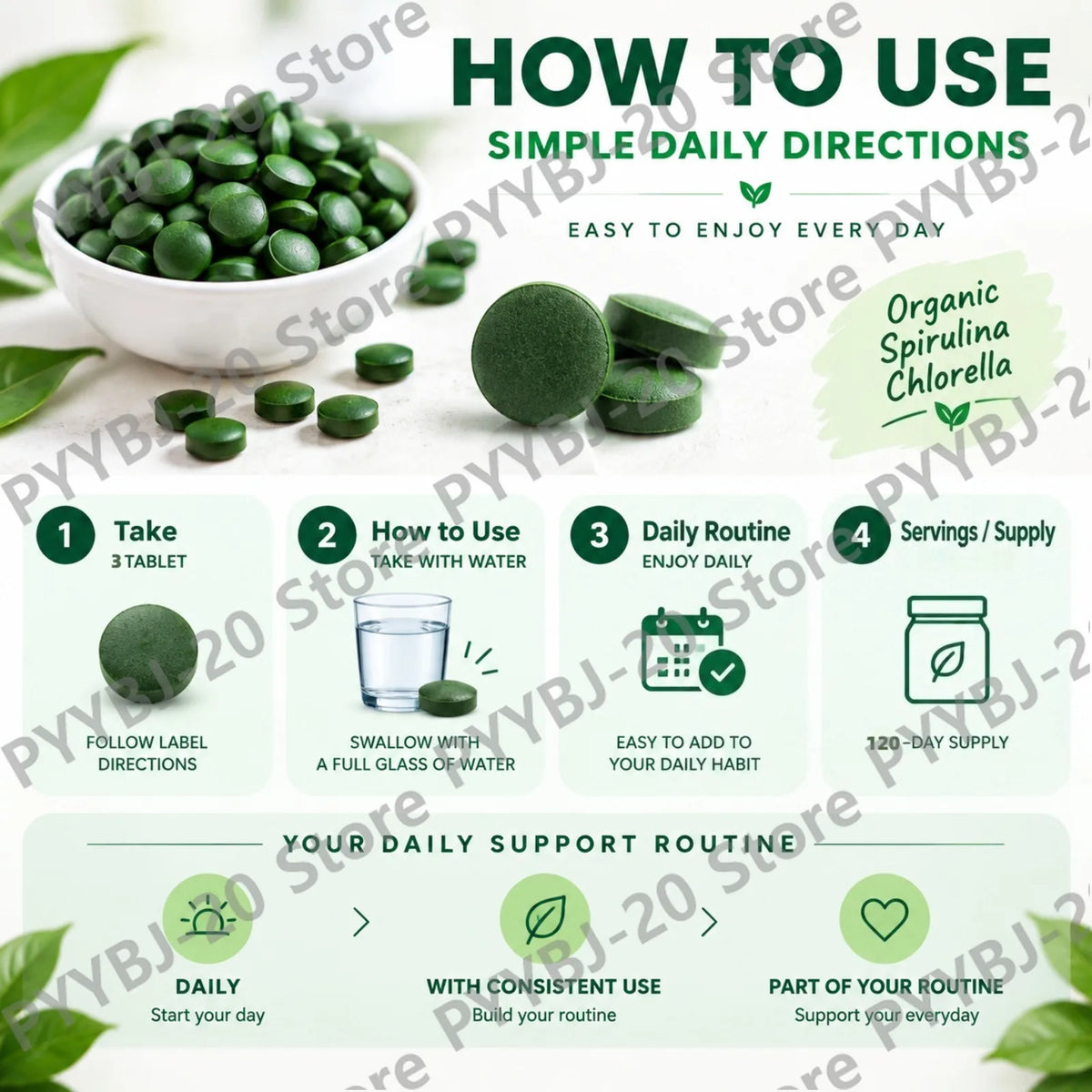 Organic Spirulina & Chlorella 720 Tablets – Broken Cell Wall, Chlorophyll Rich, Supports Daily Energy, Immunity & Vitality