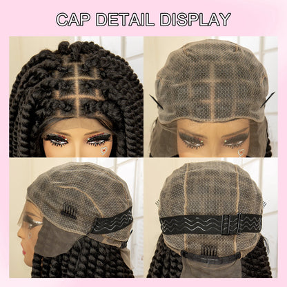 16 Inches Short Synthetic Full Lace Twist Braided Wigs Natural Knotless Box Braiding Wig for Black Women