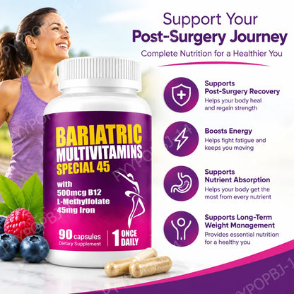Bariatric Multivitamins Capsules, Support Nutrient Replenishment & Daily Energy for Bariatric Users, Iron Complex 90 Capsules