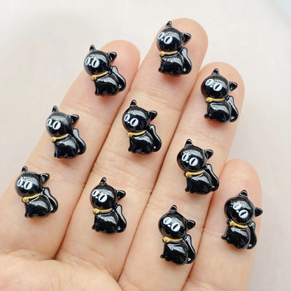 20Pcs Cute Cartoon Halloween cat, pumpkin, bat Nail Art Resin Designer Charms DIY Craft For Nail 3D Decorations Jewelry