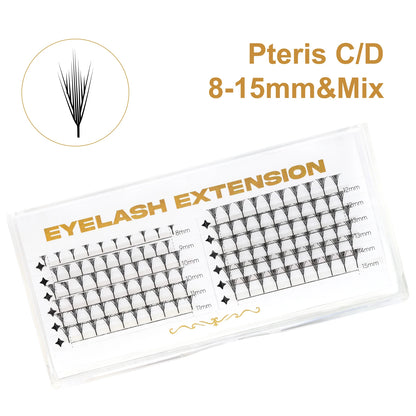RUJADE Glitter Colored Feather Shape Premade Fan Lashes Eyelash Extension Manga Fairy Faux Lash Clusters For Christmas Makeup