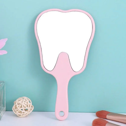 Universal Tooth Shaped Handheld Mirror PVC High Definition Makeup Mirror Dental Mirrors Gift