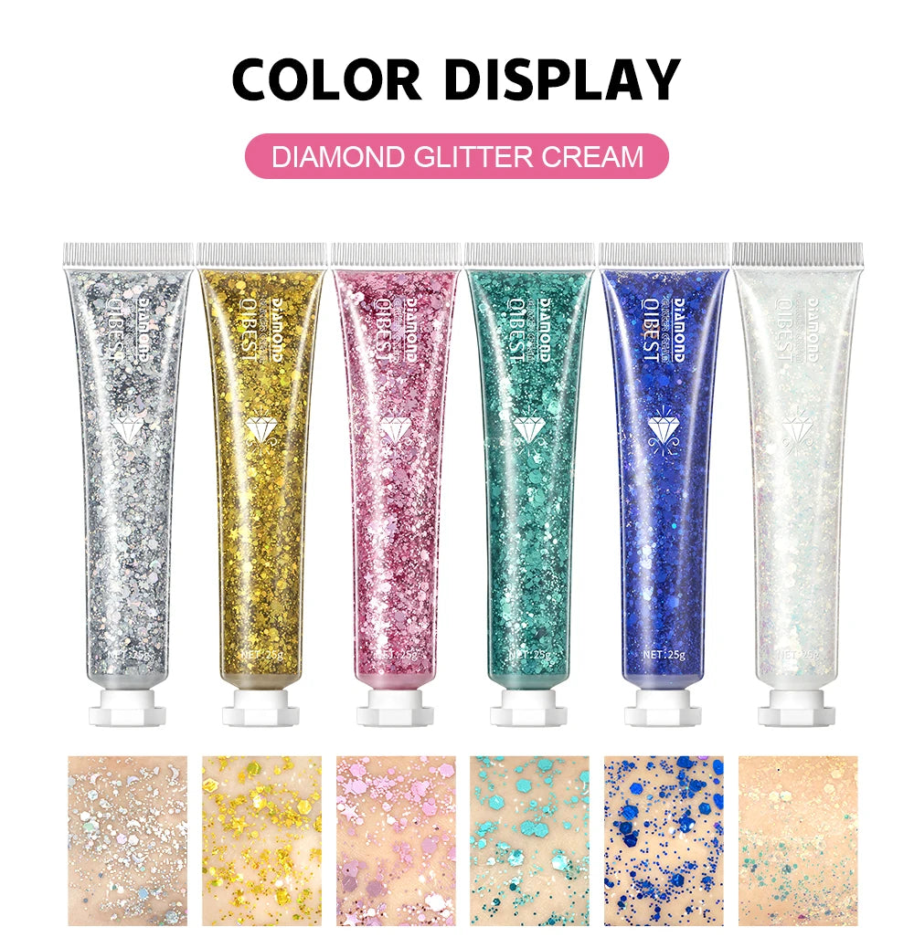 6 Colors Holographic Body Glitter Gel Set Christmas Party Makeup Face Eye Lips Hair Nail Cosmetic Festival Glitter Cosmetics