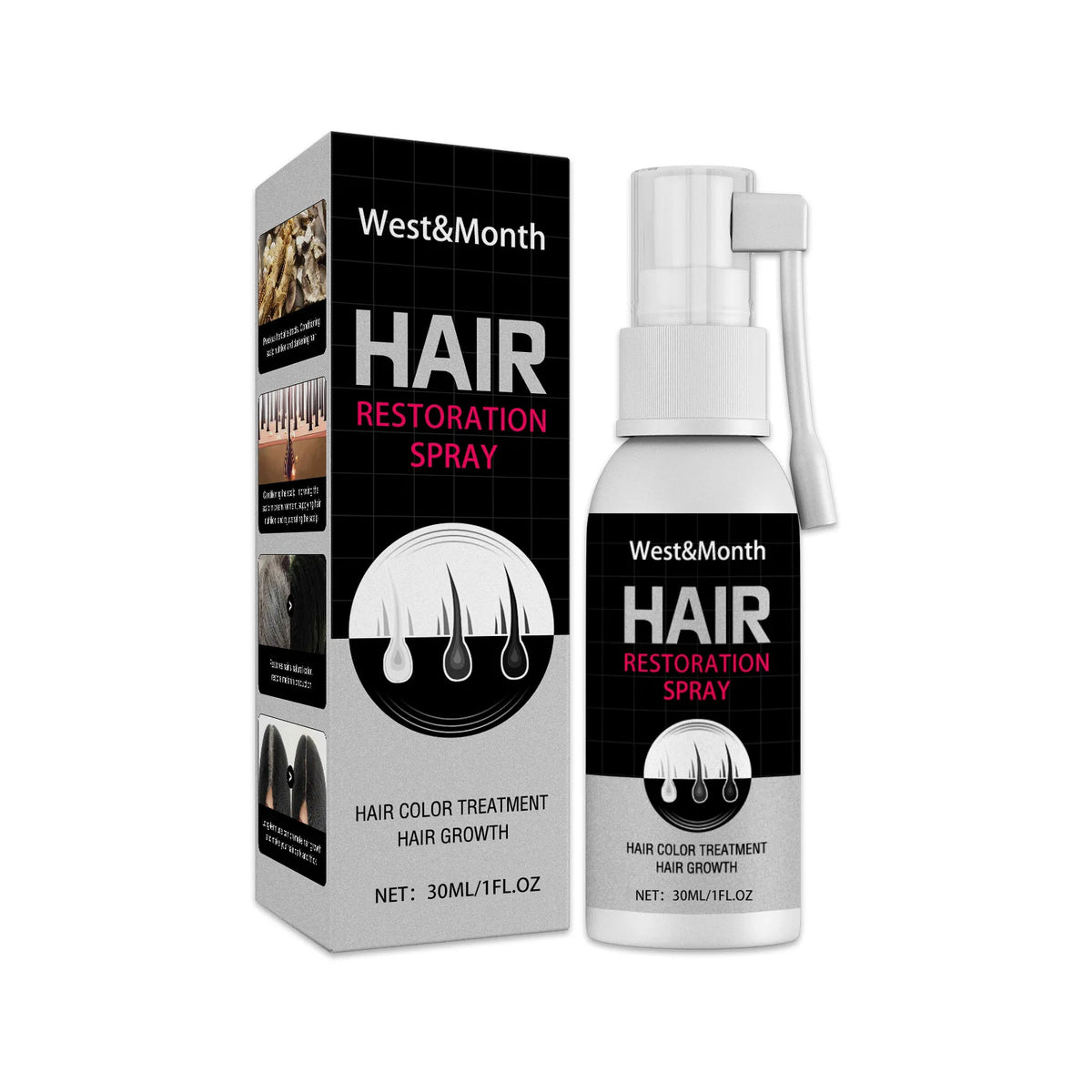 Gray White Hair Treatment Serum Cover White Hairs To Black Natural Color Repair Spray Anti Loss Hair Restore Healthy Hair Care