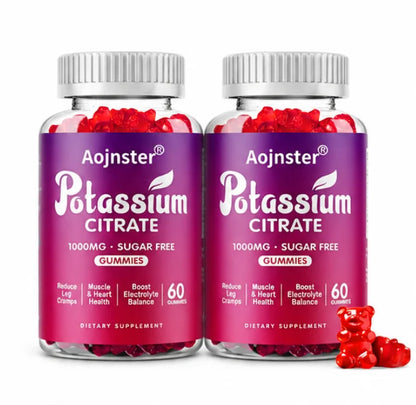 Aojnster Potassium Citrate Gummies 1000mg, Sugar Free Electrolyte Balance Support, 60 Gummy Bears