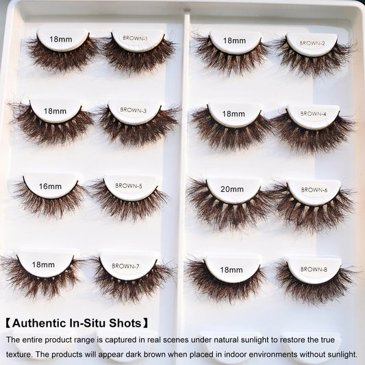 RED SIREN Brown Fluffy Mink Lashes 2026 New Design Luxurious Soft Natural Strip Lashes Cosplay Mink False Eyelashes Supplies