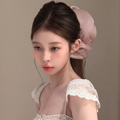 Soft Pleated Chiffon Flower Banana Hair Clips Anti Slip Holder Elegant Hair Barrettes Women Daily Wedding Party Hair Accessories
