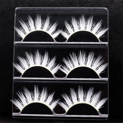 Eye Makeup Tools Halloween White Lashes Masquerade Party Natural Look False Eyelashes Reusable Cosplay White Eyelashes