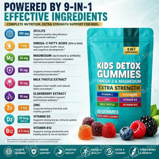 Zeolite Gummies 60 Count Contain Multivitamin Omega-3 Magnesium and Elderberry Support Detoxification & Immune System Health