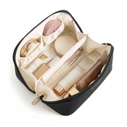 Travel Makeup Bag with Double Zipper Large Capacity Cosmetic Organizer with Handle, Portable Toiletry Storage for Women