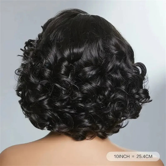 Loose Bouncy Wave Short Bob Wigs Raw Vietnamese Virgin Hair Side Part Body Wave Human Hair Lace Frontal Pre Cut 13x4 Hd Lace Wig