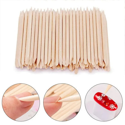 100 500Pcs Orange Wood Nail Sticks Double Head Cuticle Pusher Remover Pedicure Manicure Tools 11.5cm Professional Salon Supplies