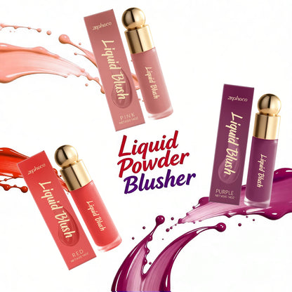 3 Colors Liquid Powder Blusher Waterproof Powder Blusher Atmosphere Makeup Easy to Apply Long Lasting Face Makeup Contracts