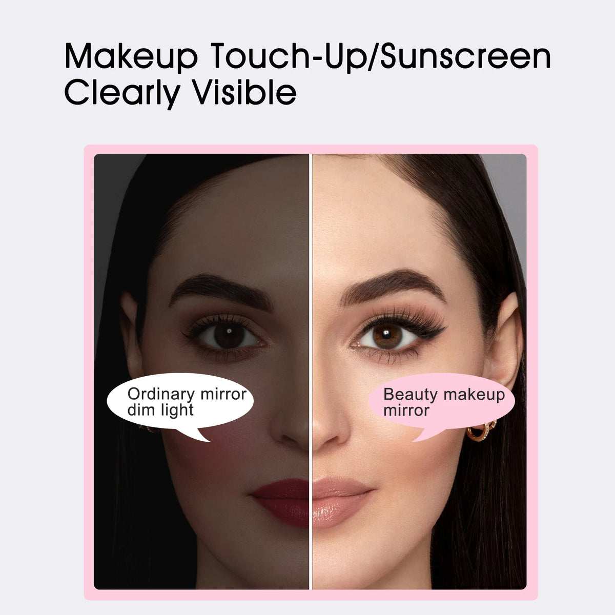 UV Mirror for Sunscreen Test Camera,Sun Protection Visualization Travel Makeup Mirror，with LED Light Compact Hand Mirror