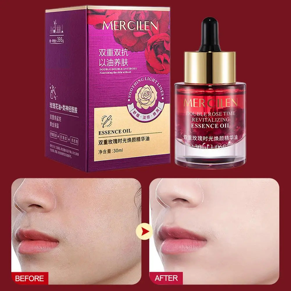 1/2/3pcs 30ML Double Rose Petal Radiance Essence Oil Facial Care Tightening Moisturizing Brightening Face Serum Korean Skin Care
