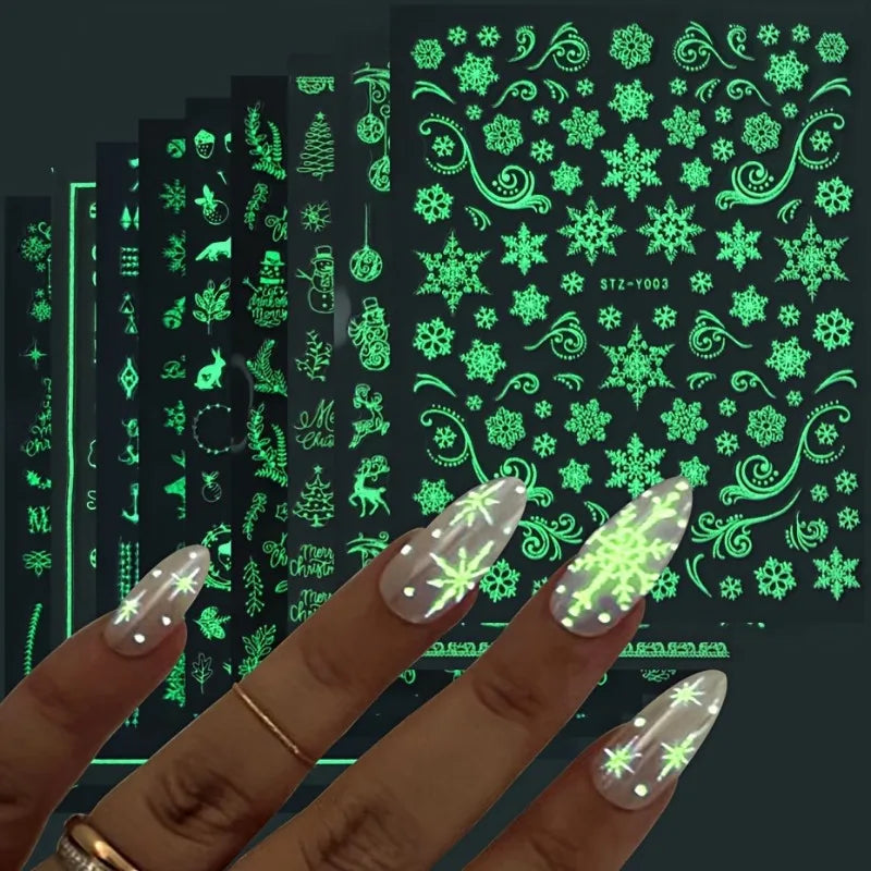 9PCS Nail Stamping Plates Christmas French Xmas Steel Printing Stencil Snowflakes Nail Stamp Templates Nail Art Manicure Tools