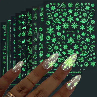 9PCS Nail Stamping Plates Christmas French Xmas Steel Printing Stencil Snowflakes Nail Stamp Templates Nail Art Manicure Tools