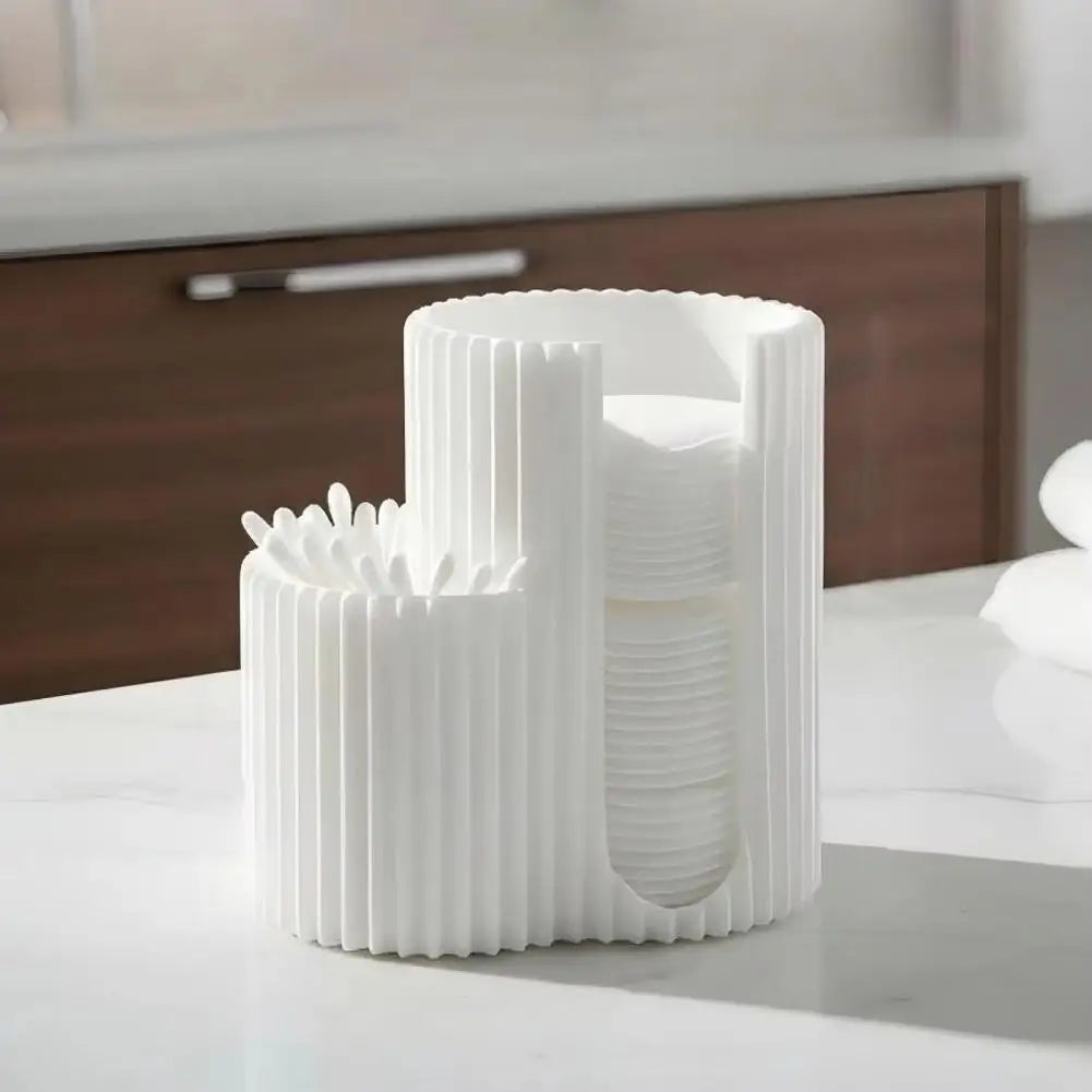 2-Hole Cotton Swab & Makeup Pad Storage Box Dustproof Container For Sponges Nail Tools, Vanity Desk Organizer
