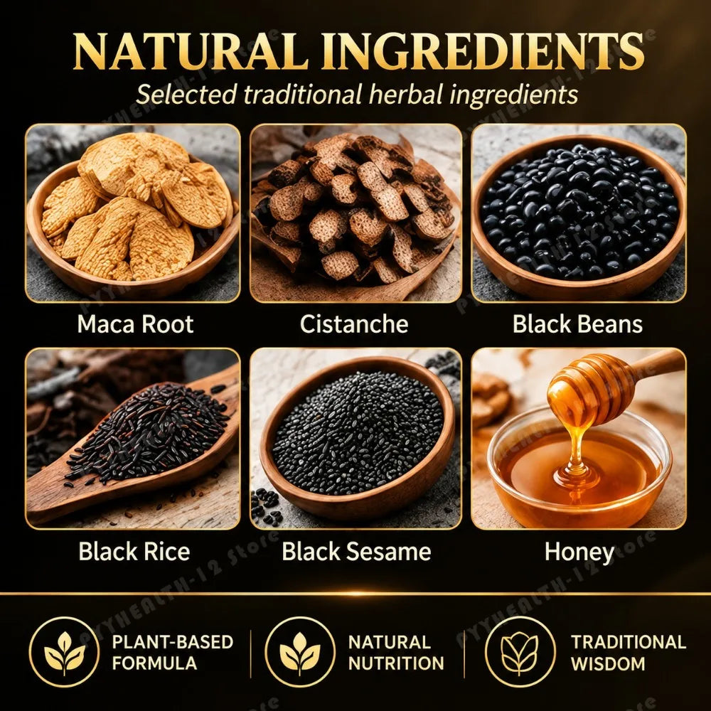 Maca Root Herbal Supplement with Cistanche Black Sesame Black Rice & Honey Supports Energy Vitality Hormonal Balance 1 Pill