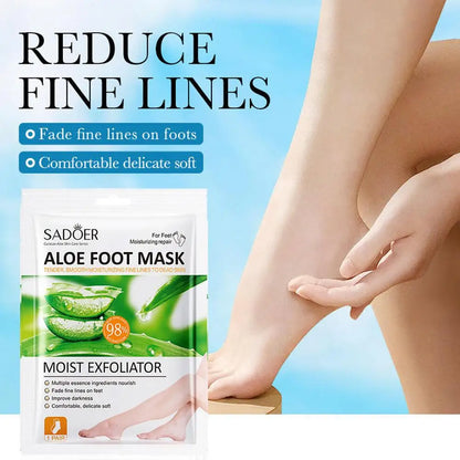 SADOER 1/2Pairs Moisturizing Exfoliating Aloe Vera Foot Peel Mask Sock Pedicure Peeling Dead Skin Remover Feet Mask SkinCare