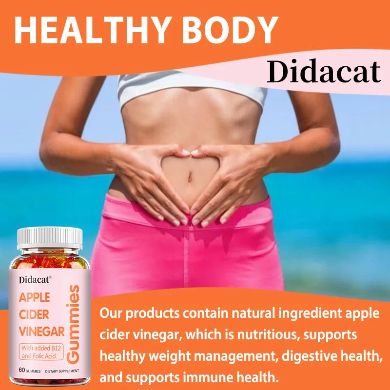 Apple Cider Vinegar Gummies - Detox Cleanse, Fat Burner, Weight Management, Digestion & Metabolism Support, Relieves Bloating