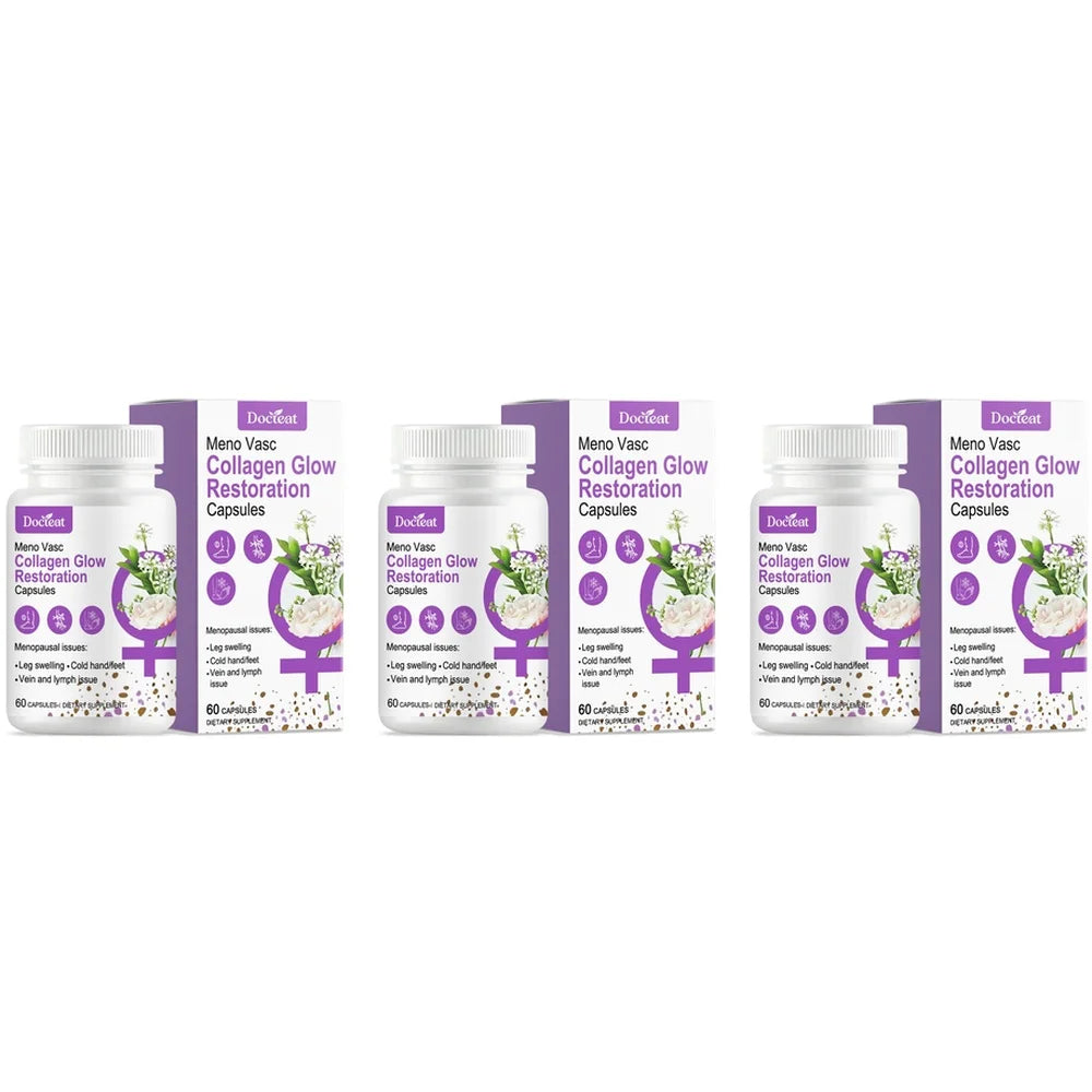 Collagen Glow Restoration Capsules, Boost Metabolism & Support Calorie Balance, Collagen Complex Hyaluronic Acid Magnesium 60Ct