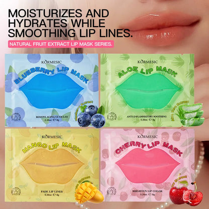 KORMESIC Fruit Moisturizing Lip Mask, Plump Lips Anti-Wrinkles, Nourishing Hydrating Lip Patches, Overnight Lip Care Treatment