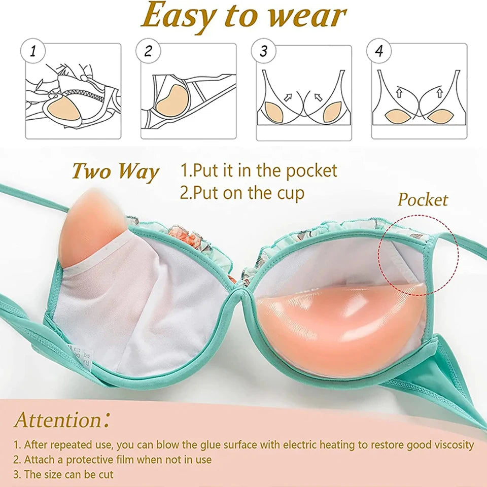 Silicone Bra Inserts Invisible Clear Lift Up Gel Breast Pads Cup Enhancer Push-Up Breast Pasties For Bras Bikinis Swimsuits