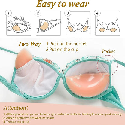 Silicone Bra Inserts Invisible Clear Lift Up Gel Breast Pads Cup Enhancer Push-Up Breast Pasties For Bras Bikinis Swimsuits