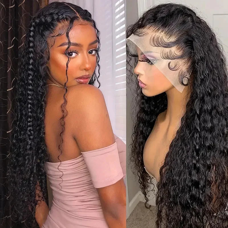 13x6HD Lace Synthetic Bohemian Knotless Braided Wig Density Long Deep Curly Braided Lace Front Wig Pre-Pulled Hair