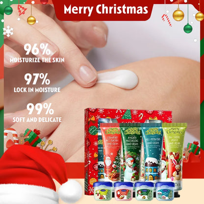 Christmas Hand Cream & Lip Balm Gift Set, Fruit Fragrance Hydrating Anti-Crack Hand Lip Care Kit, Moisturizing Christmas Present