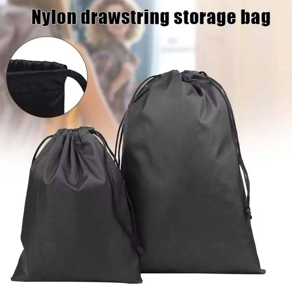 New Drawst Closure Drawstring Storage Pouch Portable Nylon Drawstring Bags Waterproof Black Makeup Bags Lipstick Storage