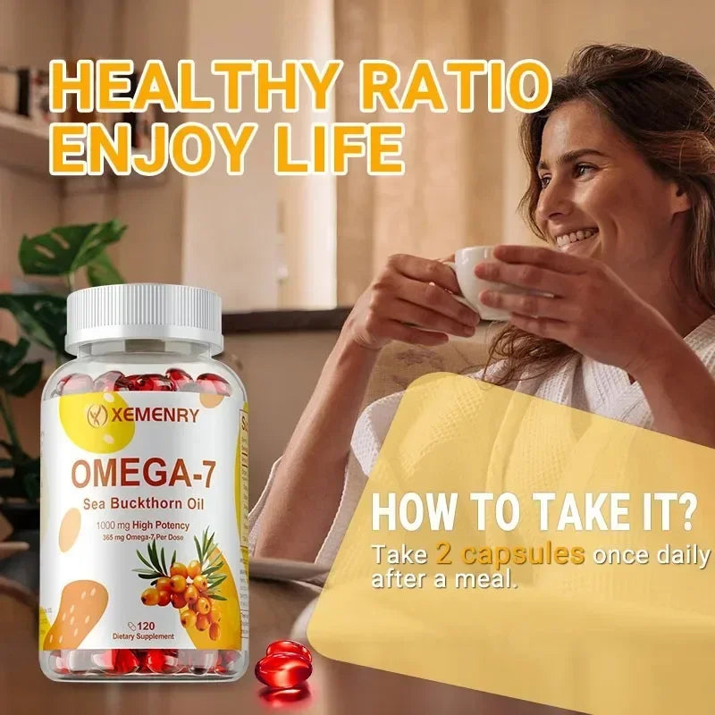 OMEGA-7 Sea Buckthorn Oil - Supports Skin, Cardiovascular, Digestive and Liver Health, Boosts Energy, Immunity, Antioxidant Vega
