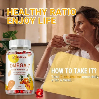 OMEGA-7 Sea Buckthorn Oil - Supports Skin, Cardiovascular, Digestive and Liver Health, Boosts Energy, Immunity, Antioxidant Vega