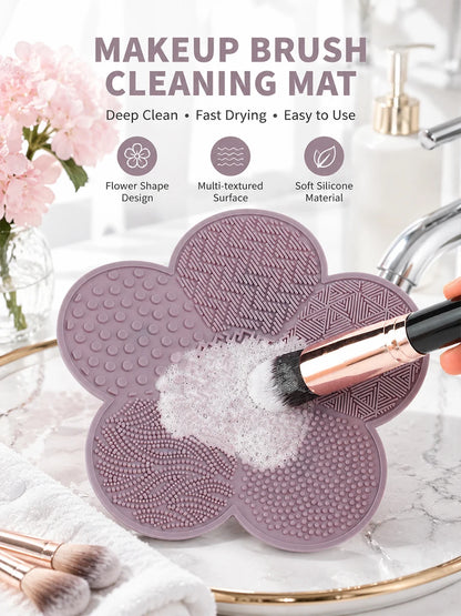 Flower Shape Soft Rubber Makeup Brush Cleaner Pad Cosmetic Sponge Washing Mat Beauty Tool Cleaning Board Scrubber Artist Studio