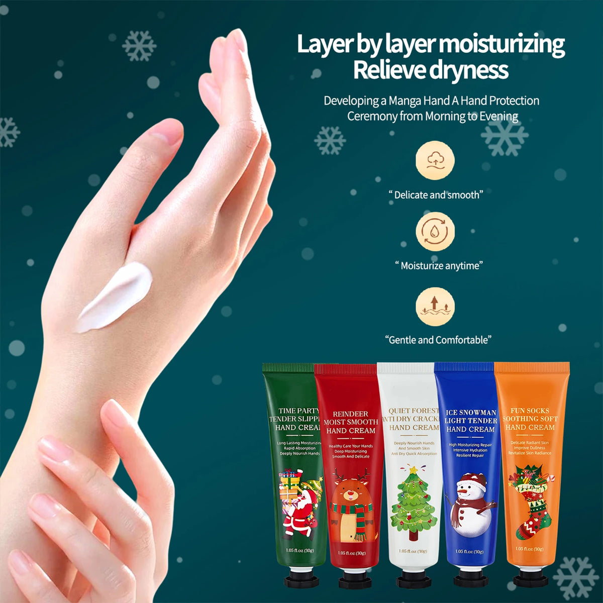 Christmas Hand Cream Set Moisturizing Hydrating Kit Plant Fragrance Nourishing Repair Anti Dry Cracked Hands Skin Care for Women Girls Holiday Xmas Winter Beauty Travel Size Mini Stocking Stuffers Christmas Gift Box