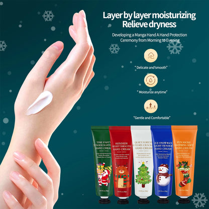 Christmas Hand Cream Set Moisturizing Hydrating Kit Plant Fragrance Nourishing Repair Anti Dry Cracked Hands Skin Care for Women Girls Holiday Xmas Winter Beauty Travel Size Mini Stocking Stuffers Christmas Gift Box