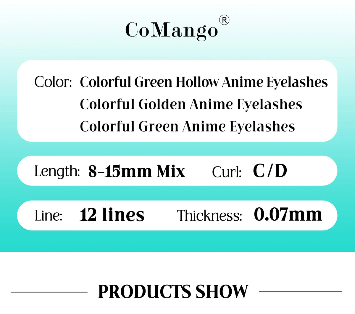 CoMango Christmas Color Fashion Glamorous Green Golden Spire Eyelash Extension Glitter Tinsel Lash Holographic Manga False Lash