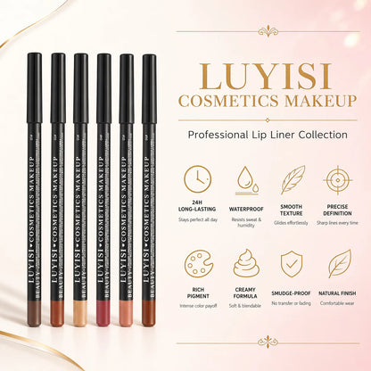 Waterproof Lip Liner,Smudge-Proof Eyeliner Lip Pencil,Highly Pigmented&Smooth Glide, Define Lip Shape,Brown Nude Shades Makeup