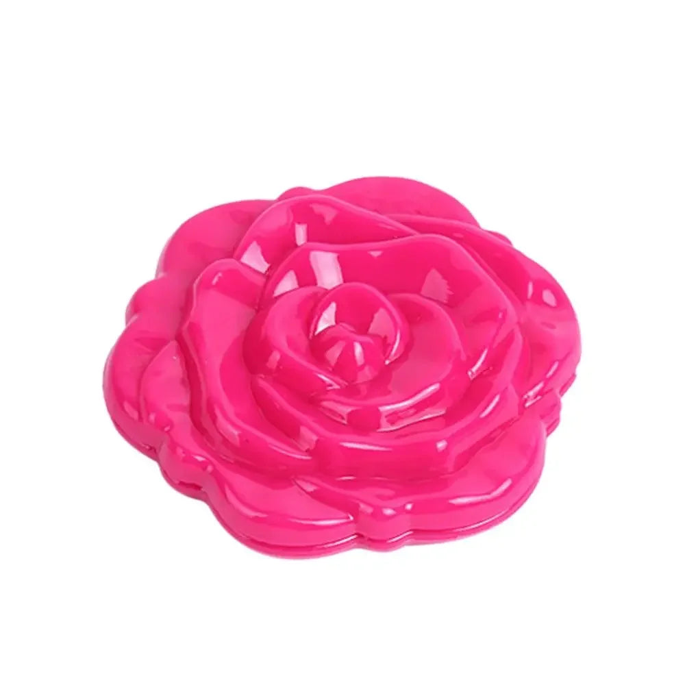 New Double-Sided Rose Flower Makeup Mirror Round Shape Handheld Mini Pocket Mirror Convenient Cosmetic Mirror Travel Beauty Tool