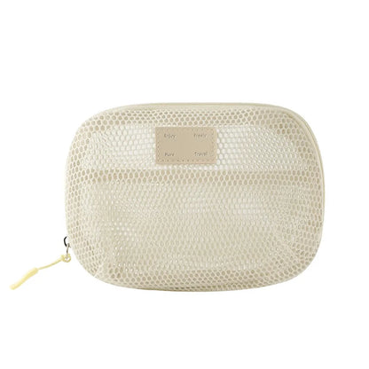 Casual Nylon Cosmetic Bag With Zipper Hand-held Mesh Makeup Bags Multipurpose Mesh Storage Pouch Women