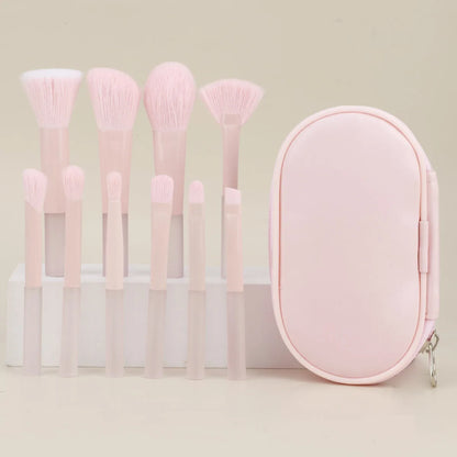 New Mini Makeup Brush Set 10PCS Eyeshadow Loose Powder Brush Travel Portable Soft Hair Makeup Tools Christmas Gift