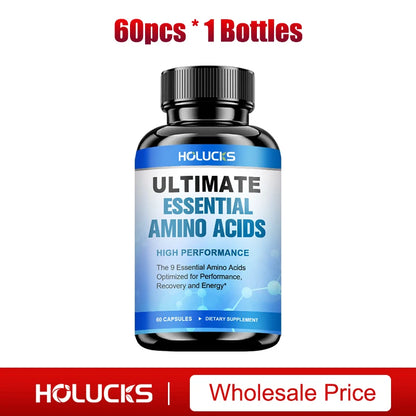 HOLUCKS Essential Amino Acids EAA Supplement 9 EAAs 120 Tablets Muscle Recovery Energy Performance