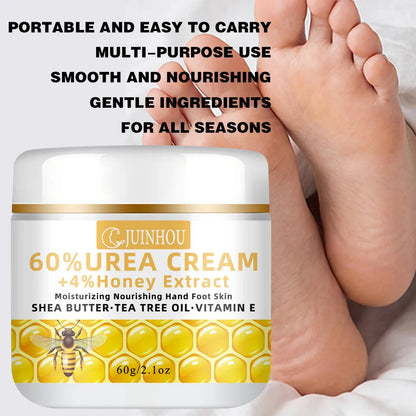 JUINHOU 60% Urea 4% Honey Hand and Foot Cream Set Soften Cracked Feet Cracked Heel Repair Deep Hydration for Dry Feet