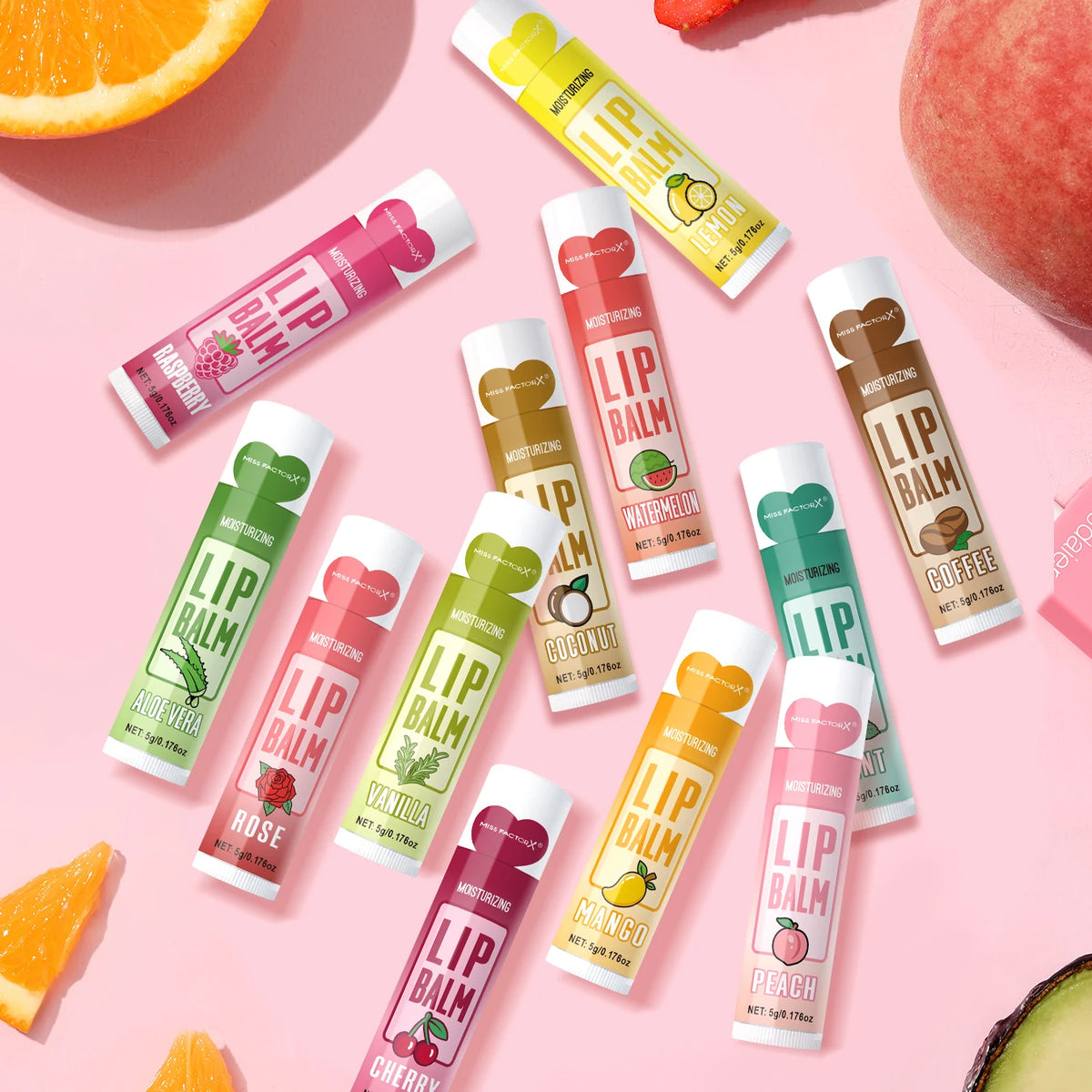 24PCS/ Box 12 Kinds of Flower and Fruit Lip Balm Set Gift Natural Fragrance Moisturizing Exfoliating and Brightening Lip Color