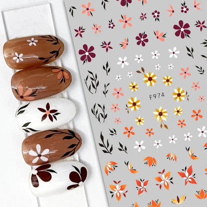 1pcs Sakura Flower 3D Nail Stickers White Cherry Blossom Nail Art Decals Spring Summer Adhesive Slider Decor Wedding Manicure