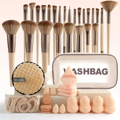 47Pcs Professional Makeup Brushes Set Beauty Tools Kit Portable Travel Cosmetic Bag Puff Toiletry Makeup Accessories Set