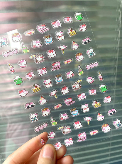 Mini Pvc Hellokitty Adhesive Stickers Nail Art Decor Cartoon Cute Hello Kitty Animals Scrapbook Handbook Waterproof Sticker Gift